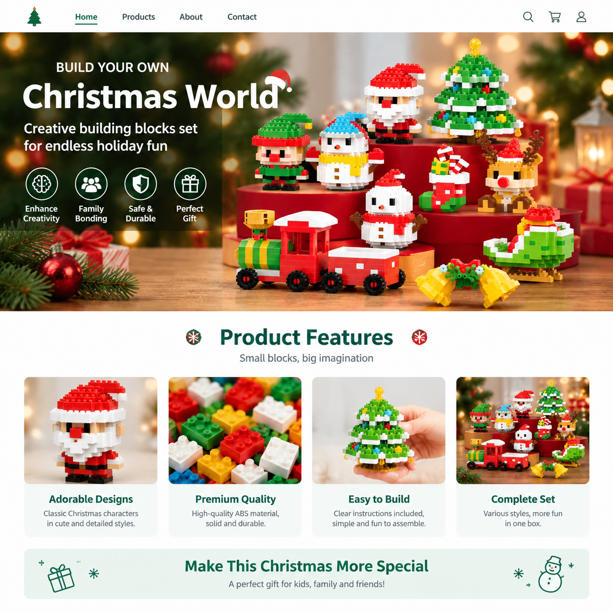 Christmas mini building block characters and decorations from the six-box display assortment