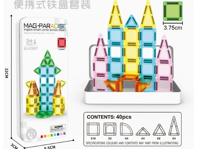 MagBlockPro magnetic building travel set in tin box