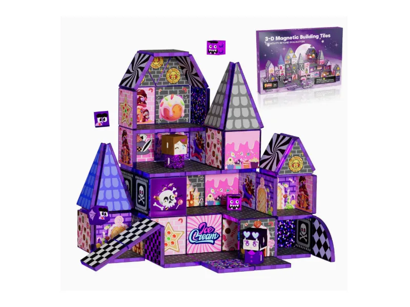 120PCS 3D Candy Castle Magnetic Building Tiles Set