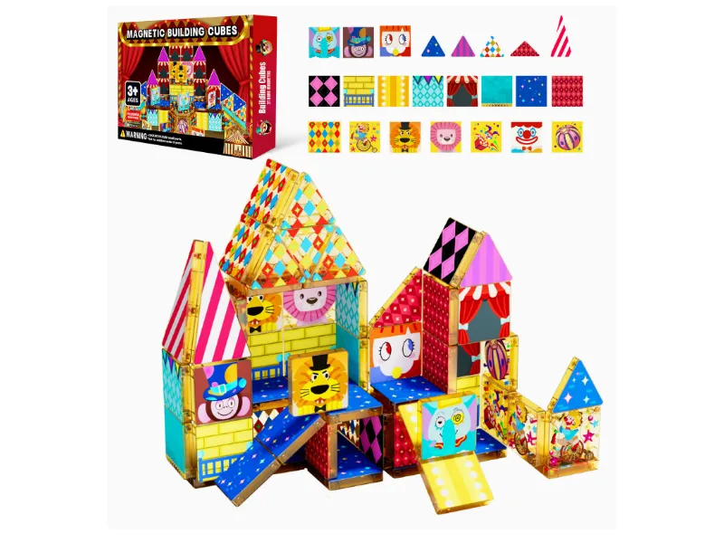 Pixel Magnetic Building Cubes Circus Theme Set