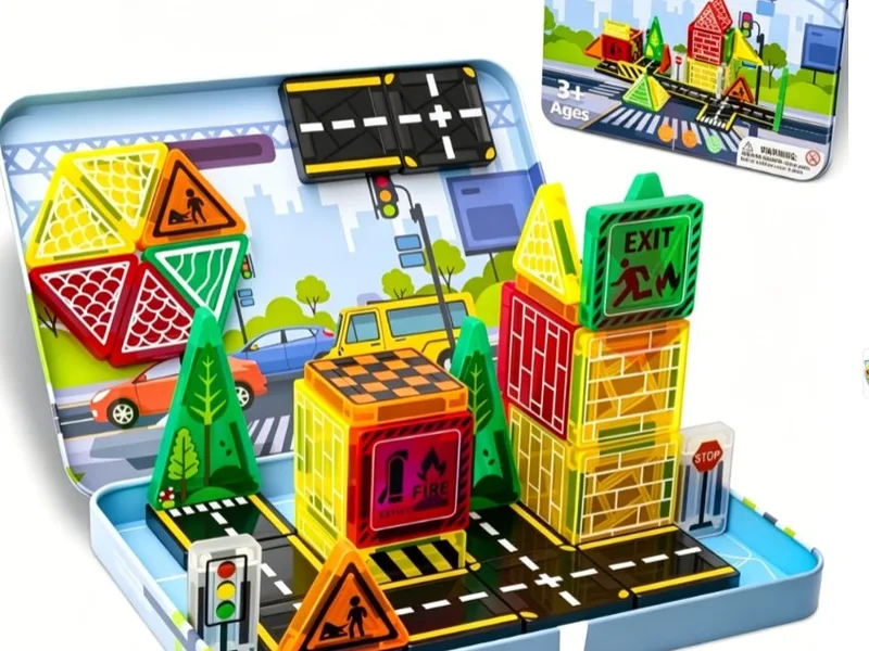 Magnetic Tiles City Traffic Tin Box Set