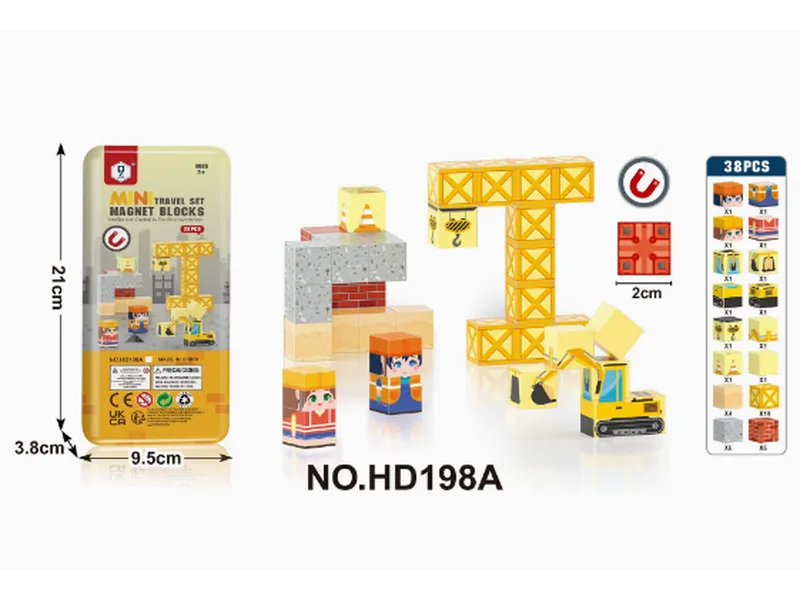 38PCS Mini Magnet Blocks Construction Tin Box Set