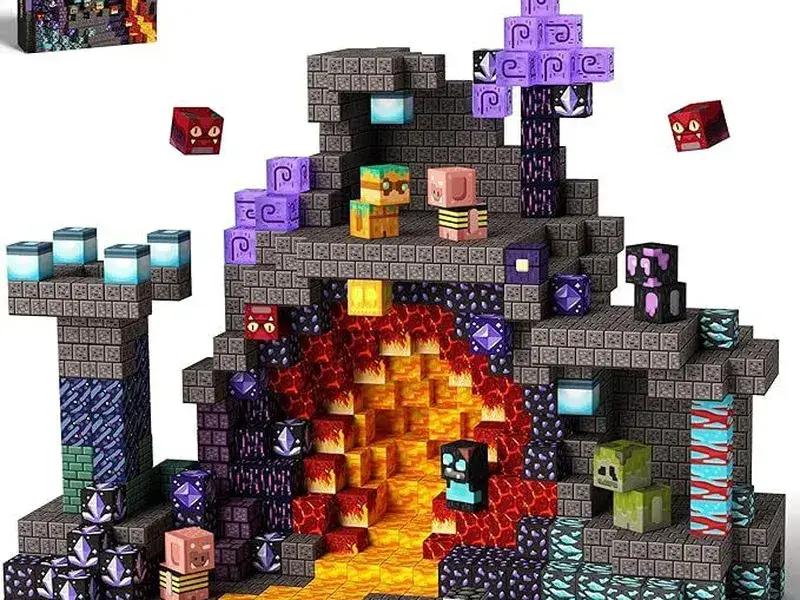 Pixel Magnetic Building Cubes Dungeon Nether Adventure Theme Set
