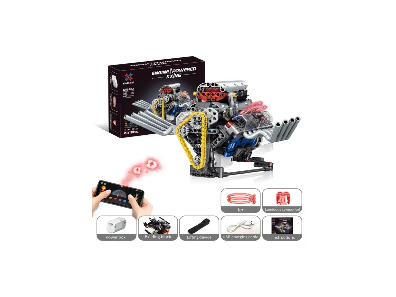 KXING Engine Powered V8 Building Block Model with APP Control