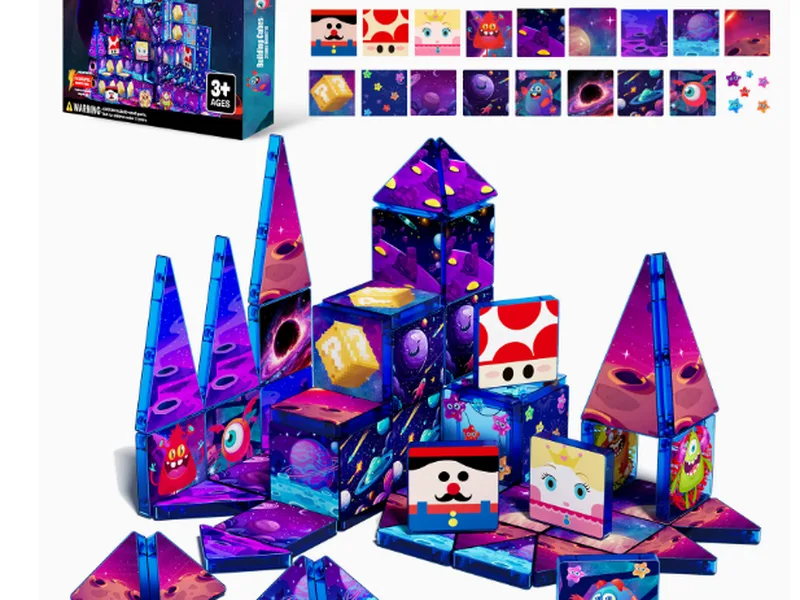 Pixel Magnetic Building Cubes Galaxy Space Theme Set