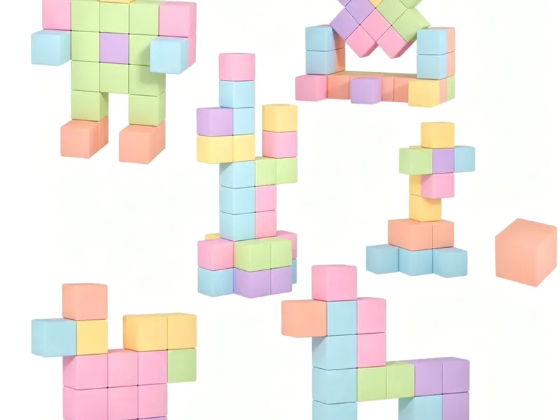 Macaron Color Pixel Magnetic Building Cubes Basic Set