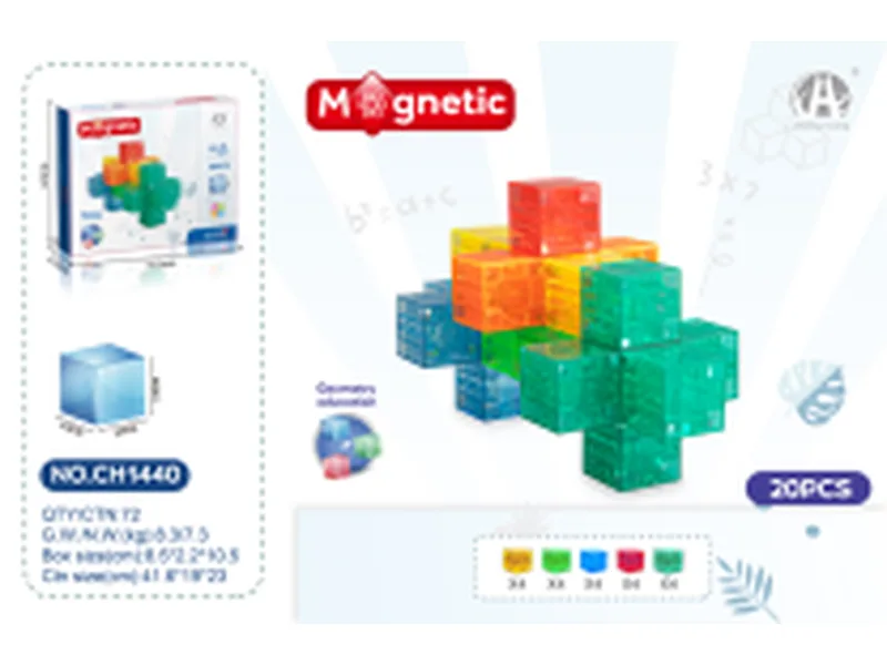 20PCS Rainbow and Translucent Magnetic Building Cubes Set
