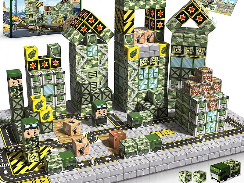 Pixel Magnetic Building Cubes Military Army Base Theme Set