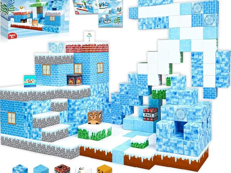 42PCS Pixel Magnetic Blocks Arctic Ice Set