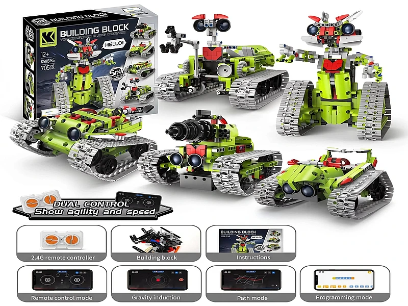 Robots Pro Lime Green 5in1 Robot Building Blocks with RC and APP Control