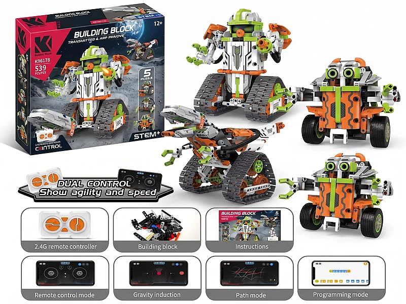 Robots Pro Orange-Green 5in1 Robot Building Blocks with RC and APP Control