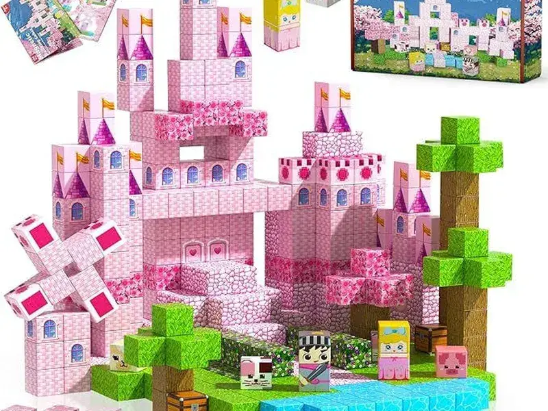 Pixel Magnetic Building Cubes Sakura Castle Mount Fuji Theme Set
